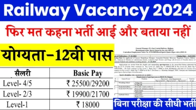 Railway Vacancy: रेलवे ने 10वी पास वालो के लिए तगड़ा मौका, 5647 पदों पर भर्ती का नोटिफिकेशन जारी किया बिना परीक्षा भर्ती